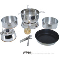 5 Person Cook Set Or More Stainless Steel Camping Cookware with Tea Pot Supplier
